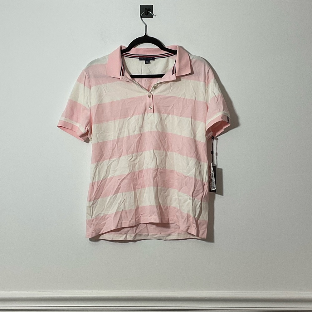 Tommy Hilfiger Color Block Polo in Blush and Ivory